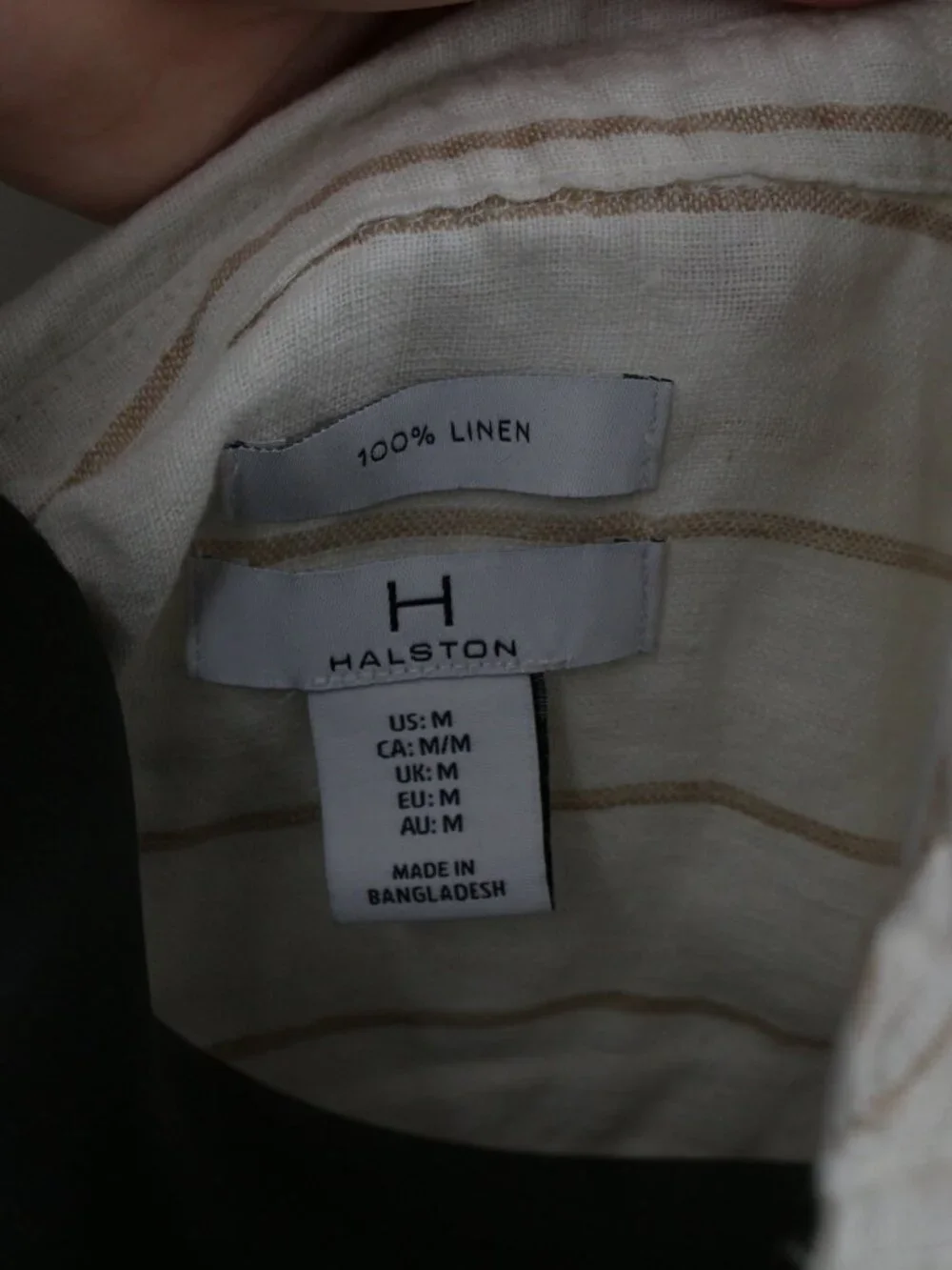 H by Halston 100% Linen Button Down Shirt Size Medium Striped Beachy Coastal